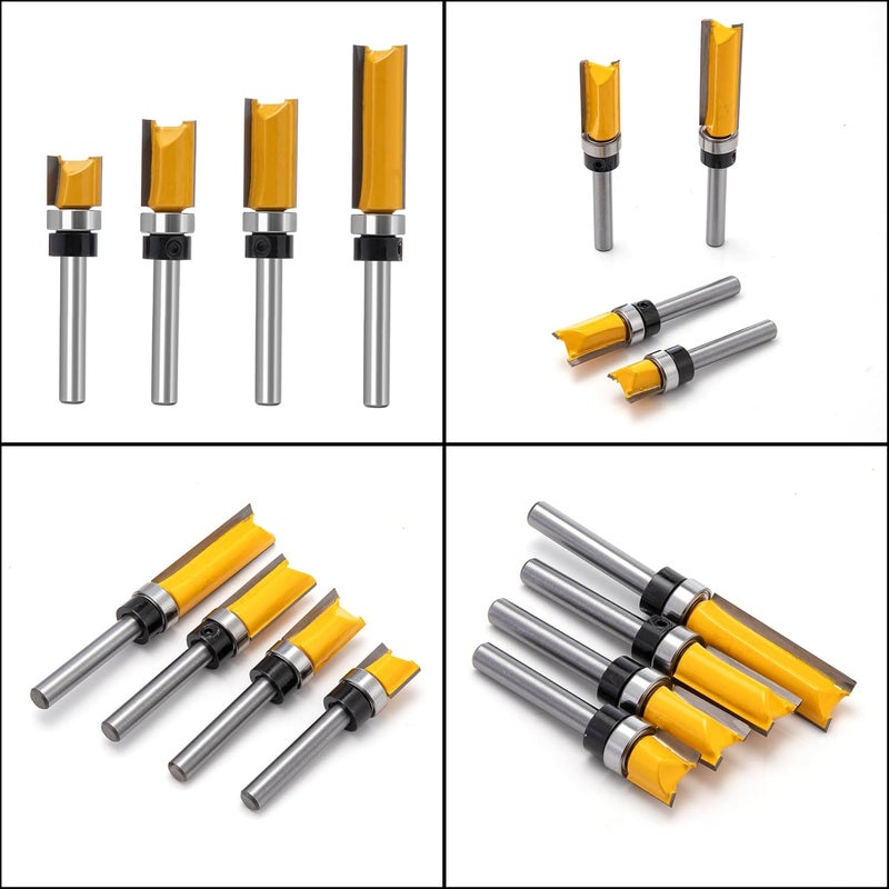 MDBTTOOLS Flush Trim Router Set for Woodworking - Cabinet, Rabbeting, Tongue & Groove(Router Bit-1/4 Inch Shank-4 pcs Straight) - Image 2